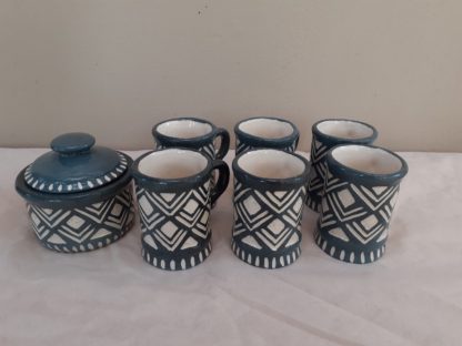Juego de capuchinos esgrafiados